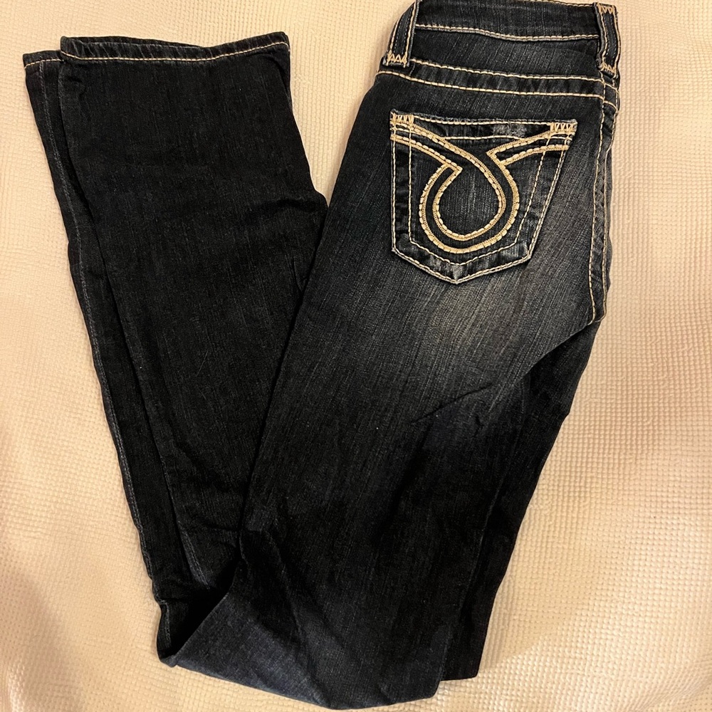 Big Star Women’s Boot Cut Jeans in Dark Indigo with Cream Stitching